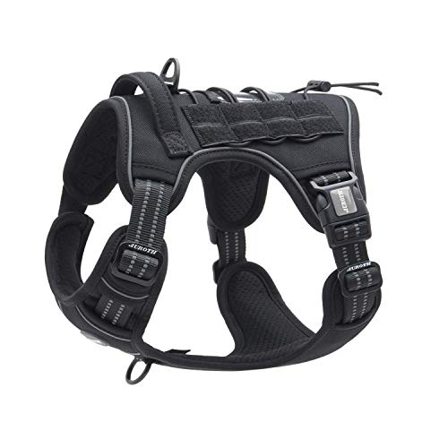AUROTH Tactical Dog Harness for Large Dogs No Pull Adjustable Pet Harness Reflective K9 Working Training Easy Control Pet Vest Military Service Dog Harnesses Black L