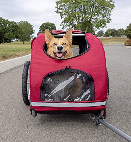 PetSafe Happy Ride Steel Dog Bicycle Trailer - Supports up to 50 lbs - Easy to Connect and Disconnect to Bikes - Includes Three Storage Pouches and Safety Tether - Collapsible to Store - Medium